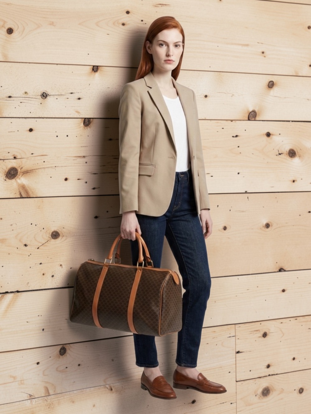 Celine Brown Monogram Travel Duffle with Tan Leather Trim - Picture 8 of 10